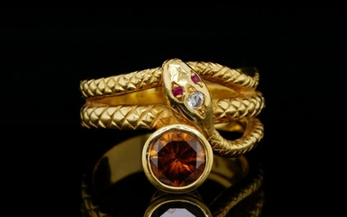 1.50ct VS2-SI1 Brown Diamond & 18K Snake Ring