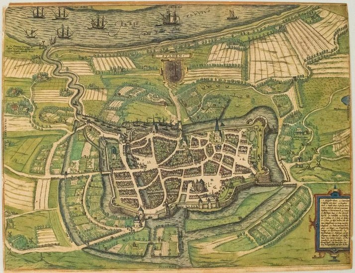1588 Braun and Hogenberg View of Stade, Germany