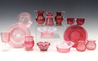 17 pc Victorian Art Glass
