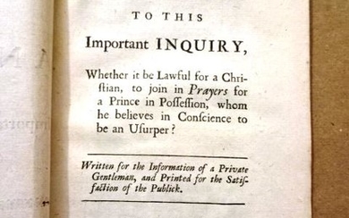 1717 Pamphlet An Answer to an Important Inquiry