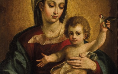 17th C. Spanish School. Virgin with Child
