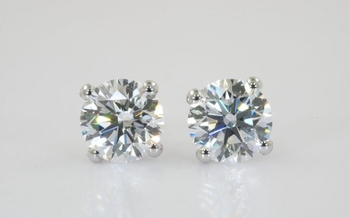 18 kt. White gold - Earrings - 0.60 ct Diamonds