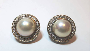 18 kt. White gold - Earrings Pearl Mabé - Diamond