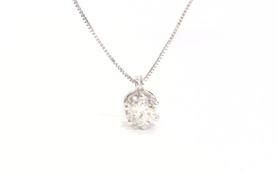 18 kt. White gold - Necklace with pendant - 0.51 ct IGI Diamond