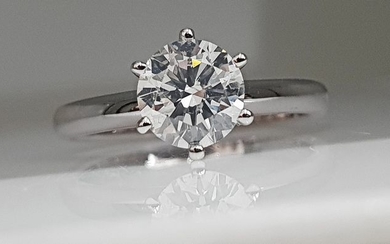 18 kt. White gold - Ring - 1.02 ct Diamond - No Reserve E/SI1