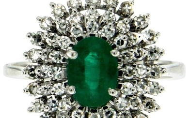 18 kt. White gold - Ring - 1.80 ct Emerald - Diamonds