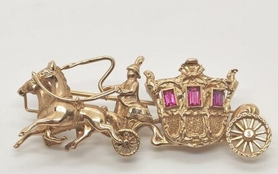 18 kt. Yellow gold - Brooch - 0.30 ct Ruby - Rubies