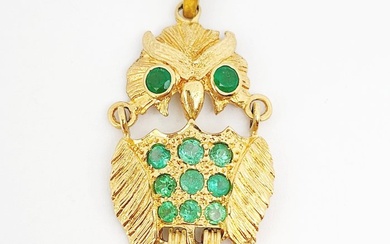18 kt. Yellow gold - Pendant Emerald