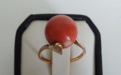 18 kt. Yellow gold - Ring coral of the mediterranean