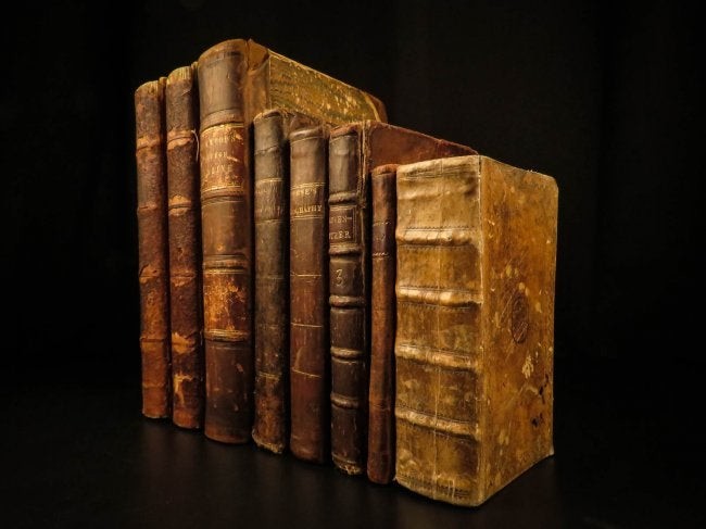 1800 8 Book Lot Leather Binding Religion Prose Verse