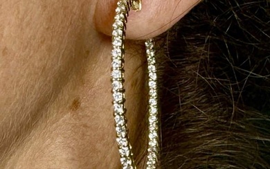 18K Yellow Gold 2.70 Ct. Diamond Hoop Earrings