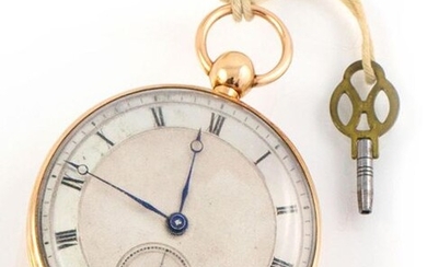 18K yellow gold GOUSSET WATCH accompanied by a gold-plated winding...
