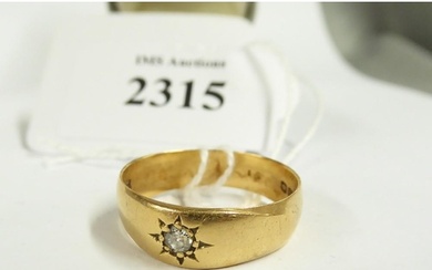 18ct Gold Ring Inset with Solitaire Diamond on Star Shaped S...