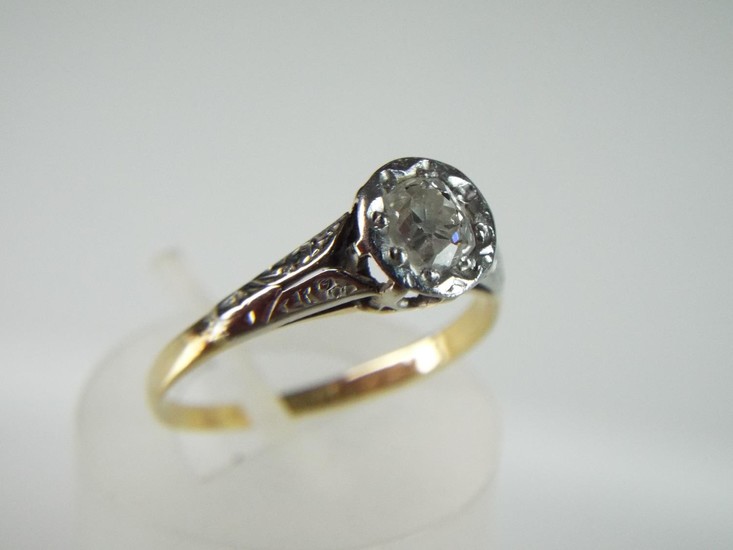 18ct TOC era Diamond Solitaire ring with old cut Diamond .40...