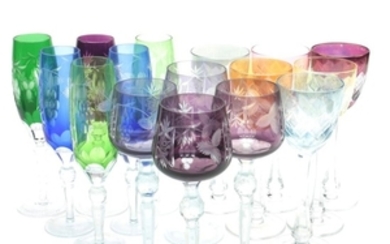 Bohemian Style Cased Cut to Clear Crystal Stemware