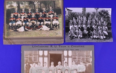 1908/1922/1955 Vintage Rugby Photographs Trio (3): Large, cl...