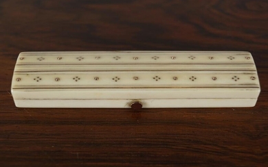 19TH-CENTURY GOLD AND SILVER INLAID IVORY CASE