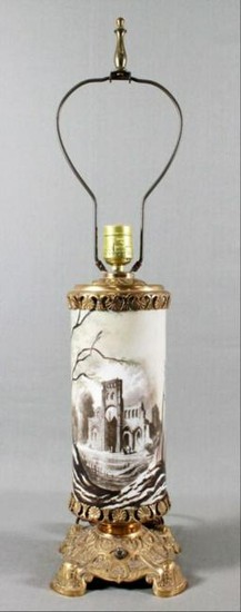 19Th Century Bacarrat Glass And Bronze Table Lamp With