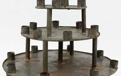 19th c Tin Centerpiece Candle Holder