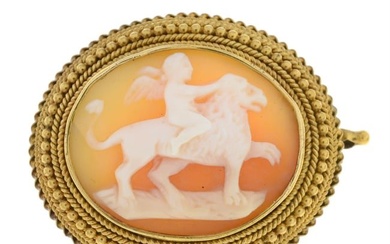 19th century gold shell cameo brooch