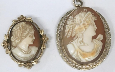 2 CLASSICALLY CARVED SHELL CAMEOS IN GF FRAMES 1 W/