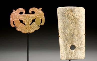 (2) Chinese Shang Archaic style carved jades
