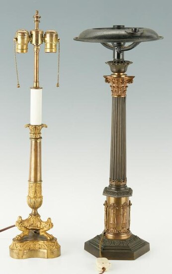 2 French Empire Style Candlestick Lamps inc. Ormolu