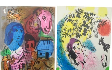 2 MARC CHAGALL Vintage Color Lithographs 9.5 in. x 12.25 in.