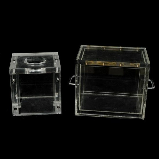 (2 Pc) Vintage Lucite Box