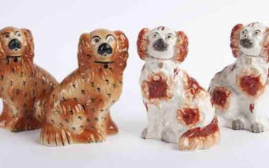 (2) Pr. Small antique Staffordshire dogs.