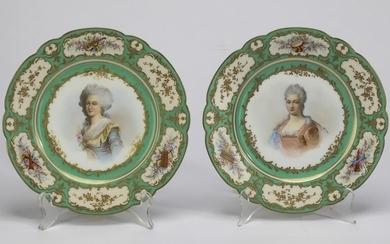 (2) Sevres hand painted porcelain cabinet plates