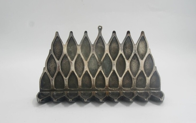 Silver-plated bronze Chanukah menorah