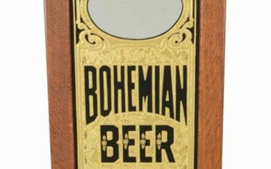 REVERSE PAINTED GOLD LEAF CHIP BOHEMIAN BEER SIGN.