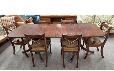 20TH CENTURY MAHOGANY TWIN PEDESTAL DINING TABLE WITH EXTRA ...
