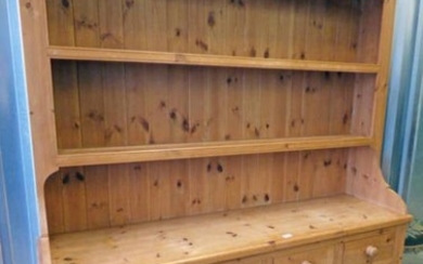 20TH CENTURY PINE DRESSER WITH PLATE RACK BACK OVER...