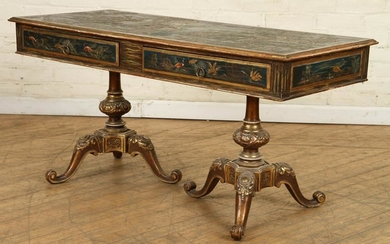 PAINT DECORATED LOW TABLE STYLIZED BIRDS C.1920
