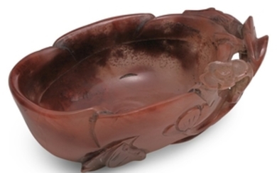 A RED AGATE 'BEGONIA' WASHER QING DYNASTY, 19TH CENTURY