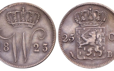 25 Cent Willem I 1823/22 B. Zeer Fraai / Prachtig .