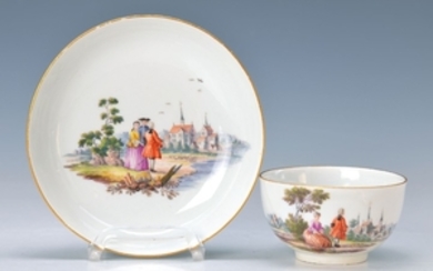 cup with saucers, Meissen, around 1740, painted...