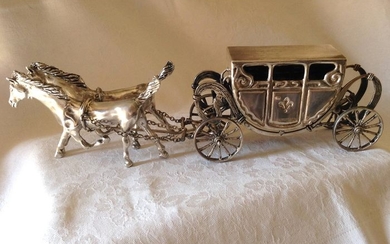 Silver miniature, carriage - .925 silver - Italy - Second half 20th century