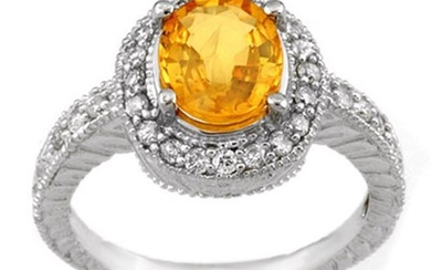 2.90 ctw Yellow Sapphire & Diamond Ring 14k White Gold