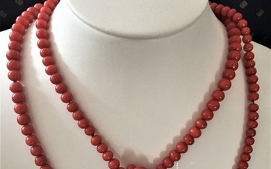 xx blood coral - necklace / 1.20 mtr. long red coral necklace