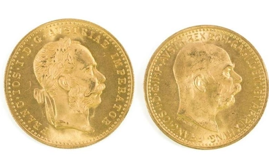 2PCS AUSTRIA GOLD COINS 1912 10C & 1915 DUCAT