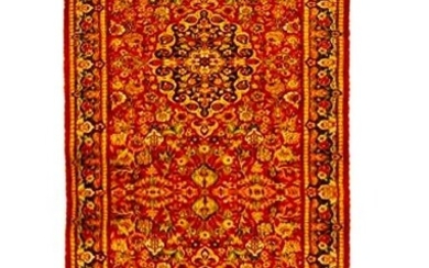3' x 7' Apple Red Wool & Silk Sino Tabriz Runner 14945