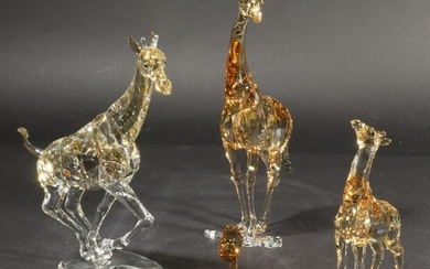 4 Boxed Swrovski Crystal Giraffes inc. SCS Mudiwa