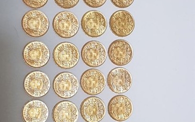 27 PIECES de 20 Francs or Suisse de 1900 à 1935.