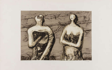 Henry Moore (1898-1986) Man and Woman Three-quarter Figures (Cramer 490)
