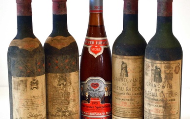 5 bottles Mixed Lot 1959 1er Grand Cru Classe Pauillac and Numbered release Niersteiner Spiegelberg 1975