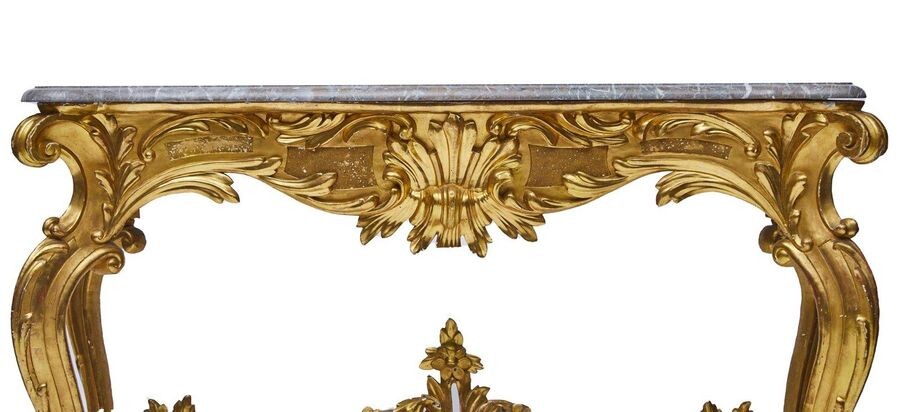 515-Middle table in stuccoed, lacquered and gilded carved wood with...