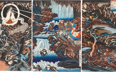 UTAGAWA KUNIYOSHI (1797–1861) NITTA NO SHIRO TADATSUNE AND THE WHITE DRAGON GHOST EDO PERIOD, 19TH CENTURY